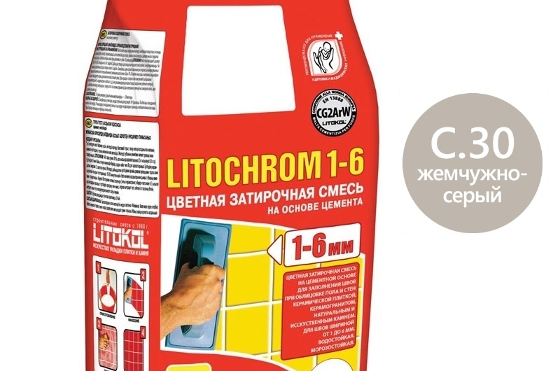 30 Жемчужно-серая LITOCHROM Затирка для швов 2,0кг пр-во Россия фото