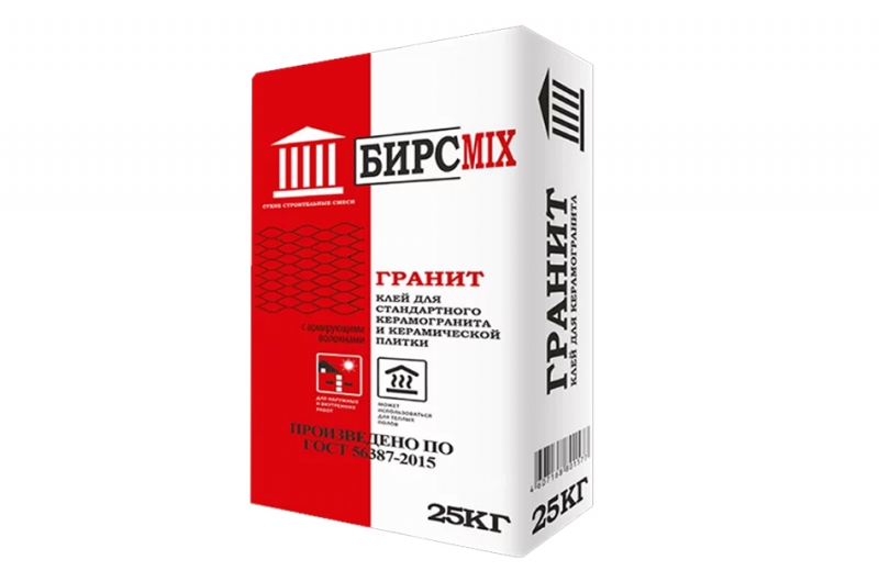 ГРАНИТ клей плиточный для внутрен.и наружных работ,для стандр.керамогр-та25кг БИРСМIX  пр-во Россия фото
